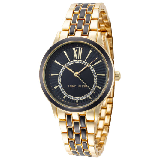 Front view of Anne Klein Glitter Accent Women's Quartz Watch AK-3924BKGB