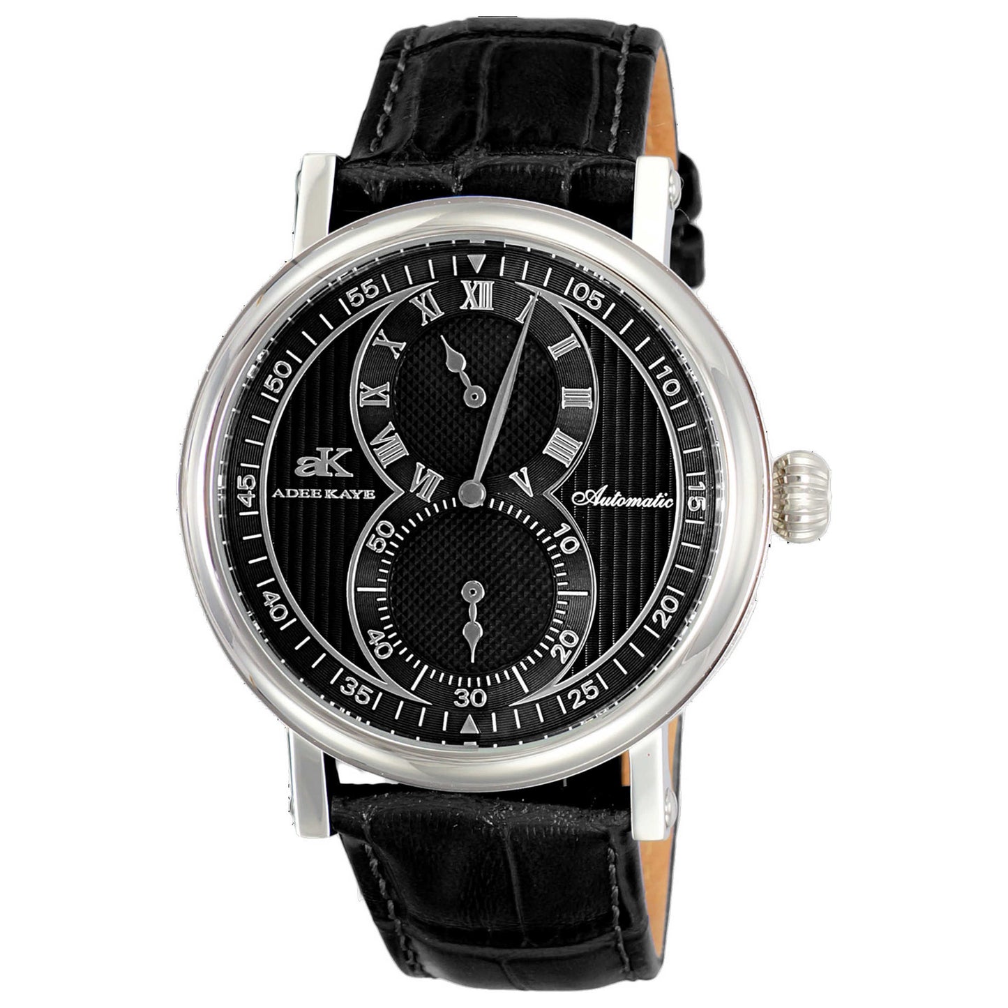 Front view of Adee Kaye Men's Automatic Watch AK5665-MBK