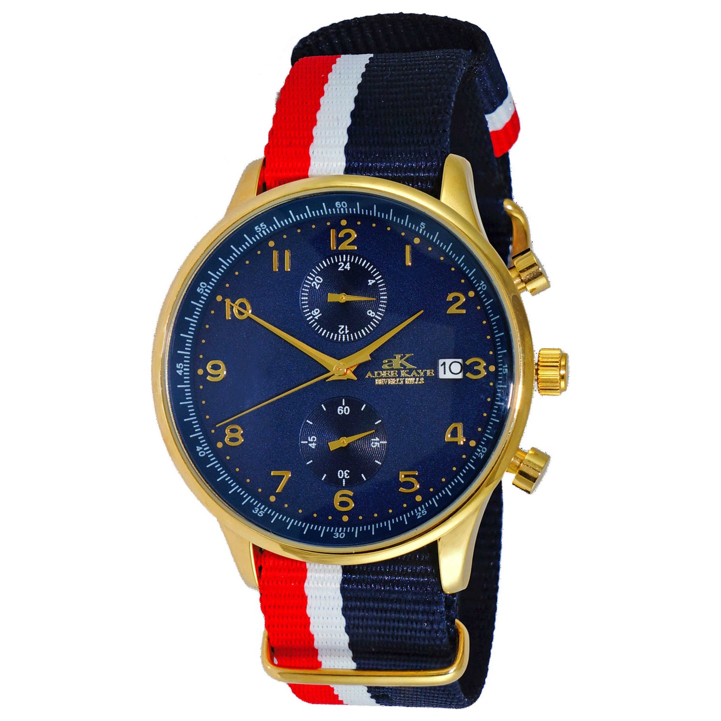 Front view of Adee Kaye Men's Quartz Watch AK7501-MGBU-NYB
