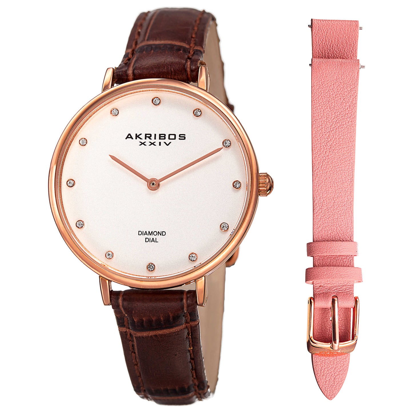 Front view of Akribos Xxiv Classic Women's Quartz Watch AK933RG-BX