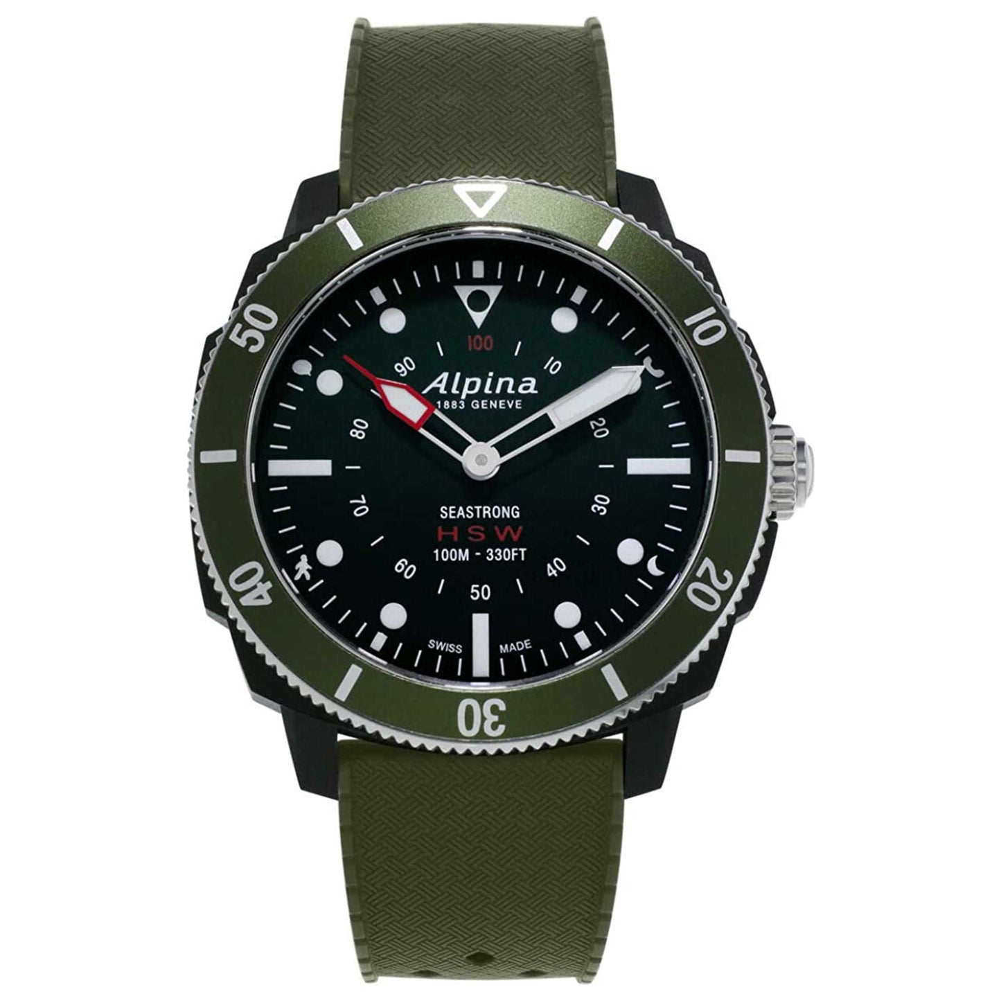 Front view of Alpina Seastrong Men's Quartz Watch AL-282LBGR4V6