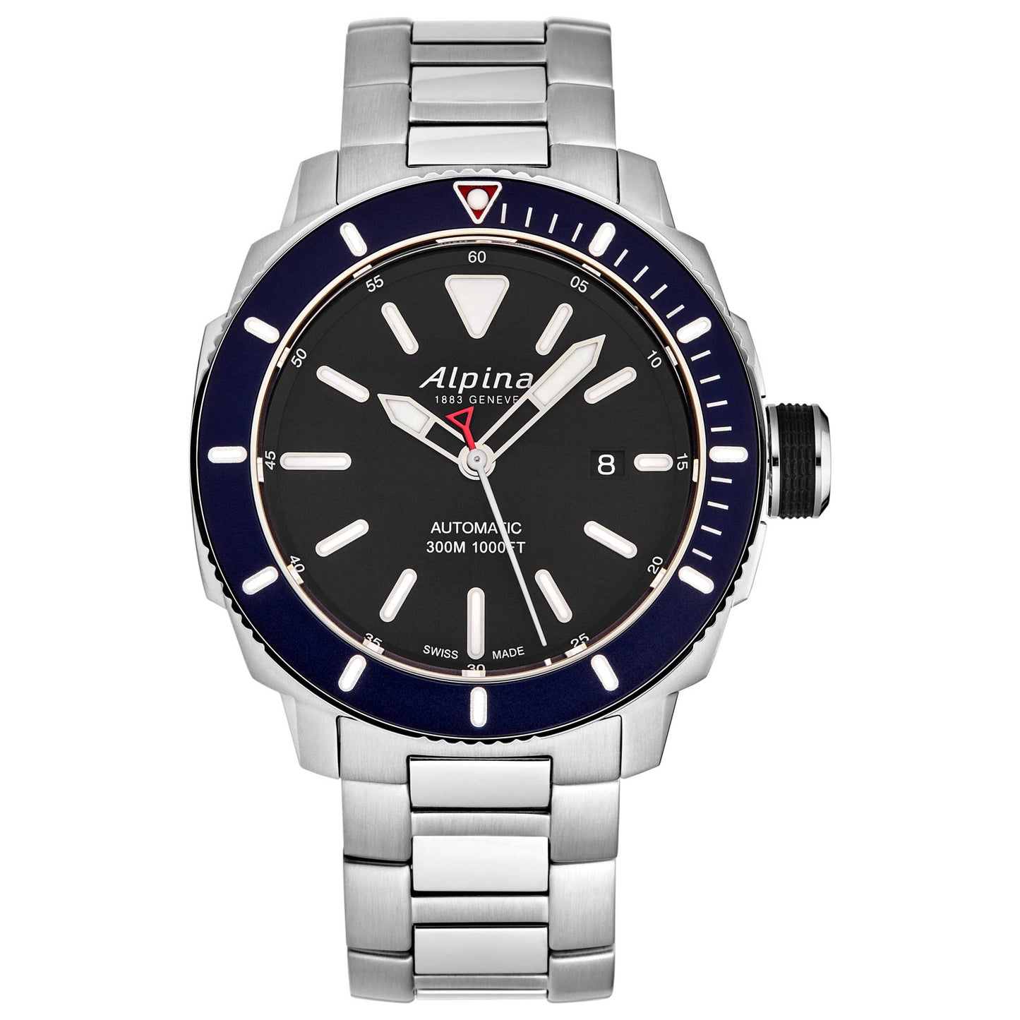 Front view of Alpina Seastrong Diver Men's Automatic Watch AL525LBN4V6B
