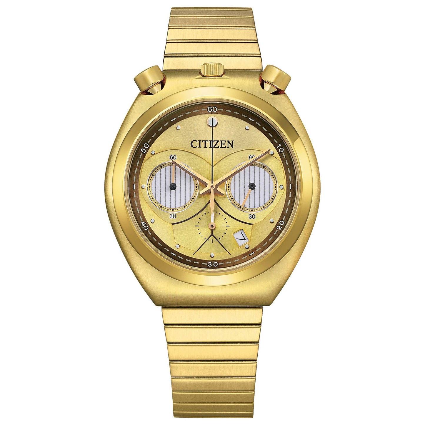 Front view of Citizen Star Wars C-3PO Rewired Unisex Quartz Watch AN3662-51W