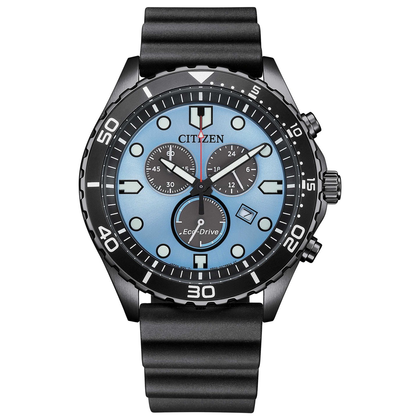 Front view of Citizen Weekender Men's Solar Powered Quartz Eco-Drive Watch AT2567-18L