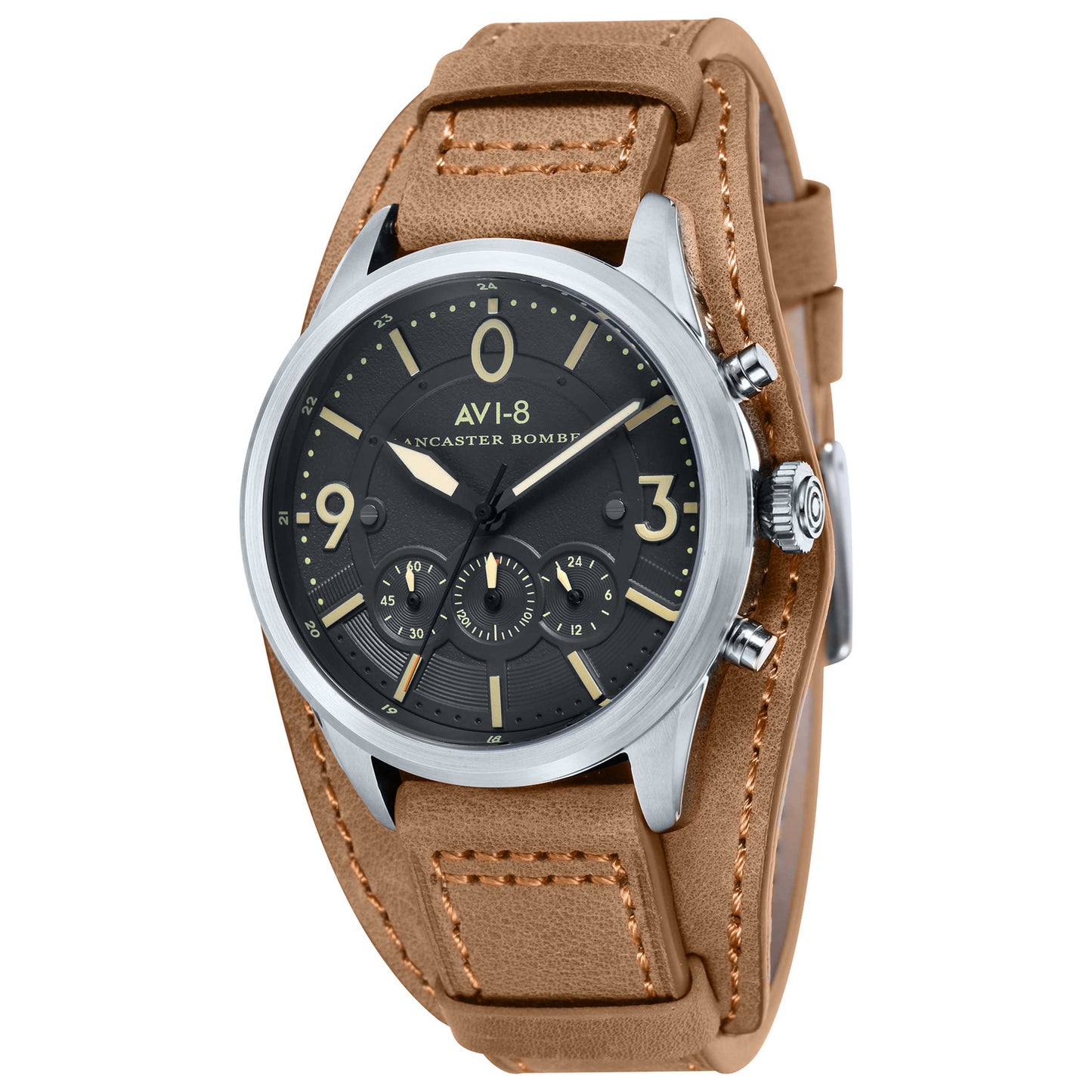 Front view of AVI-8 Lancaster Bomber Men's Japanese Quartz (Battery-Powered) Watch AV-4024-08