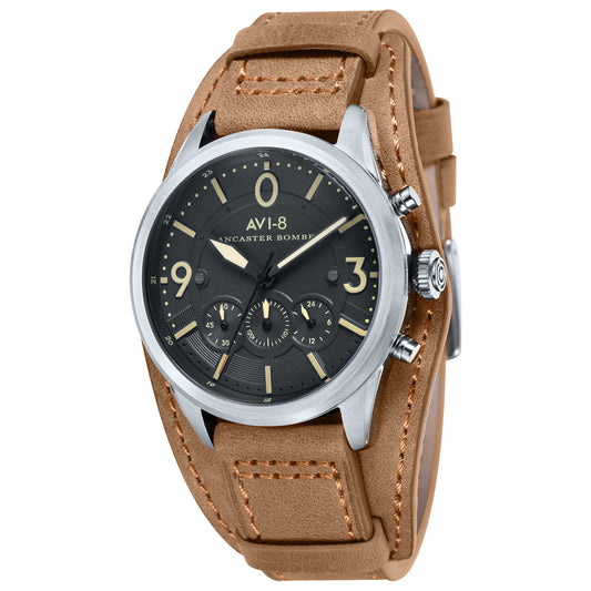 Front view of AVI-8 Lancaster Bomber Men's Japanese Quartz (Battery-Powered) Watch AV-4024-08