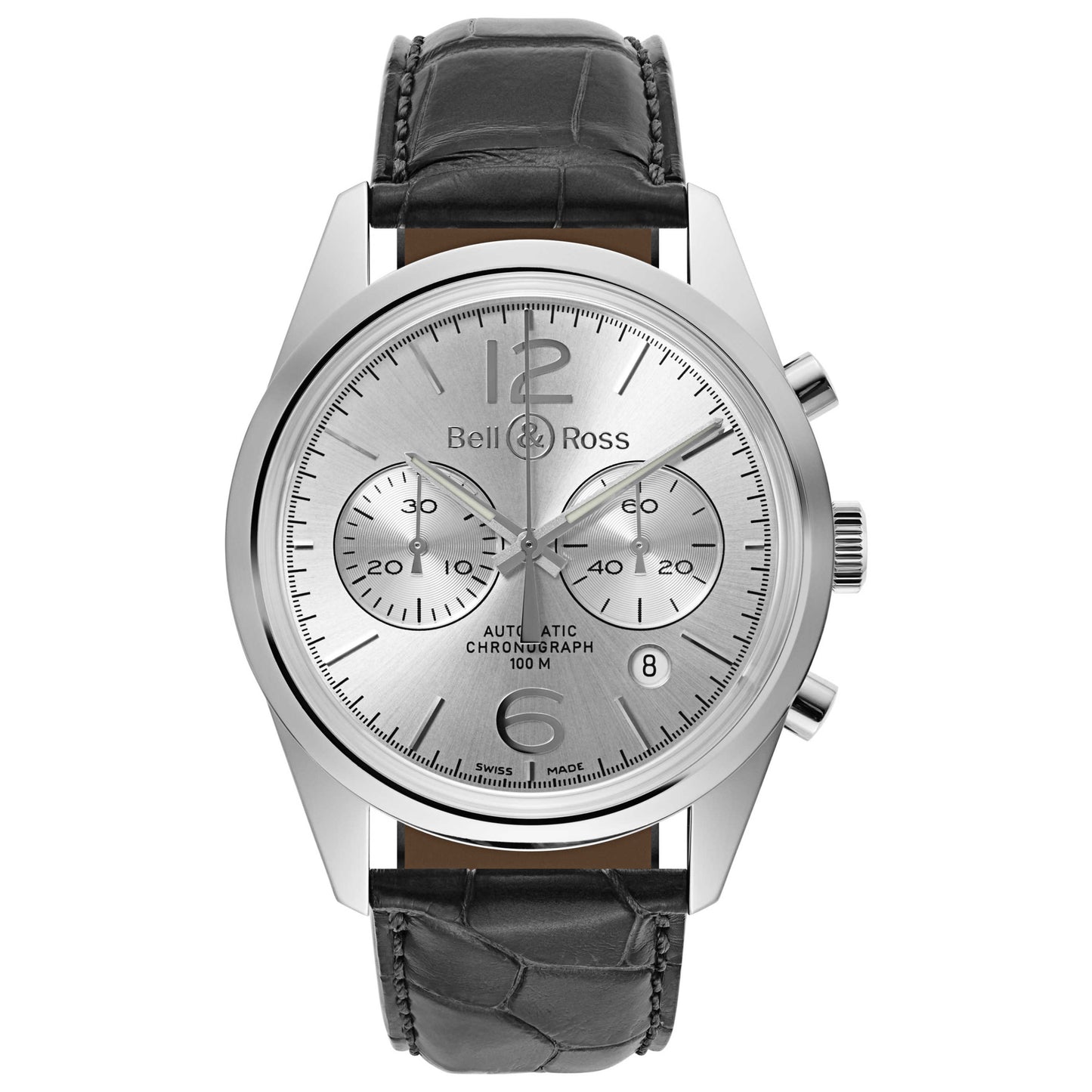 Front view of Bell & Ross BR 126 Men's Automatic Watch BRG126-WH-ST-SCR