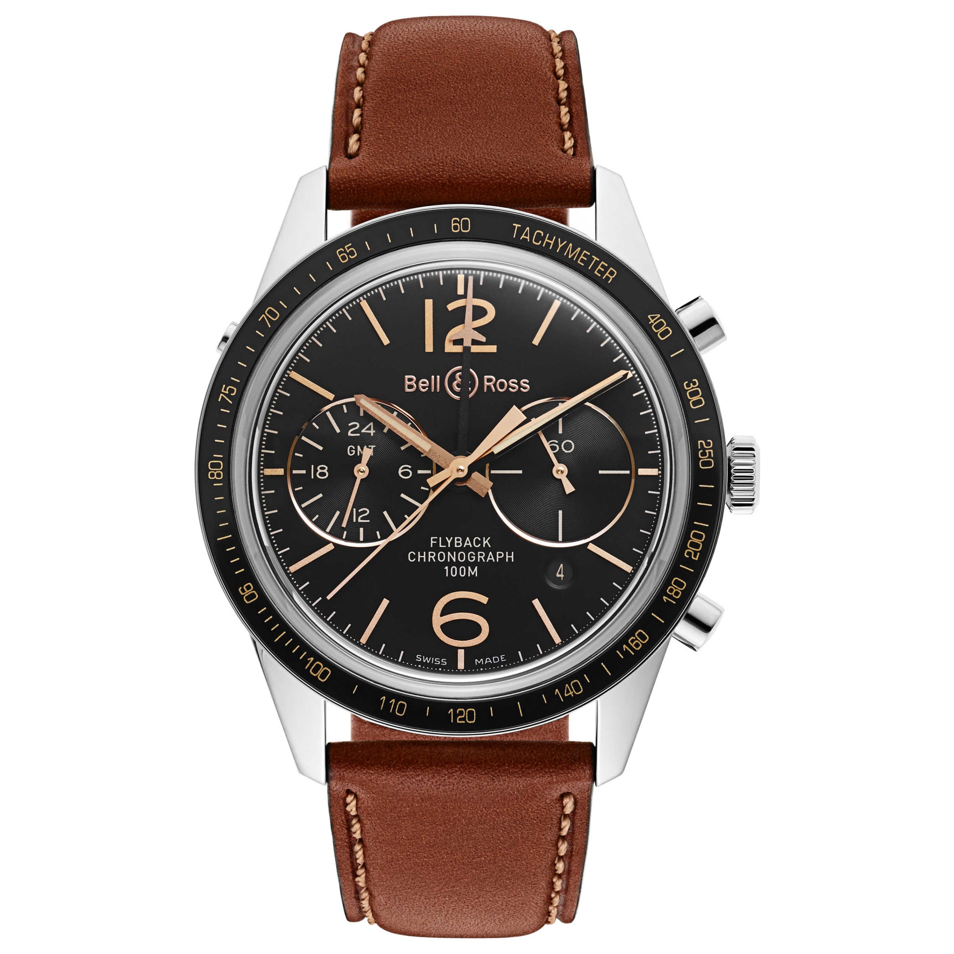 Front view of Bell & Ross BR 126 Men's Automatic Watch BRV126-FLY-GMT-SCA