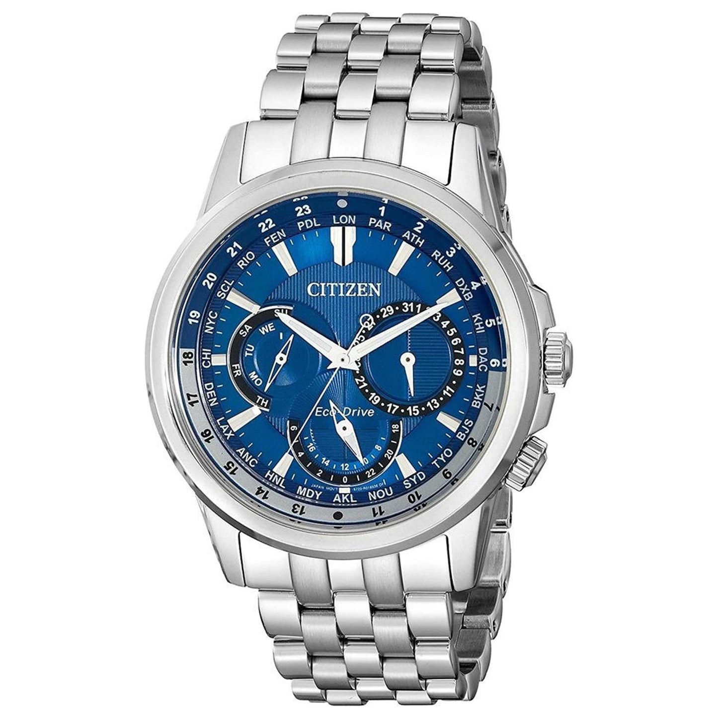 Front view of Citizen Calendrier Men's Solar Powered Quartz Eco-Drive Watch BU2021-51L