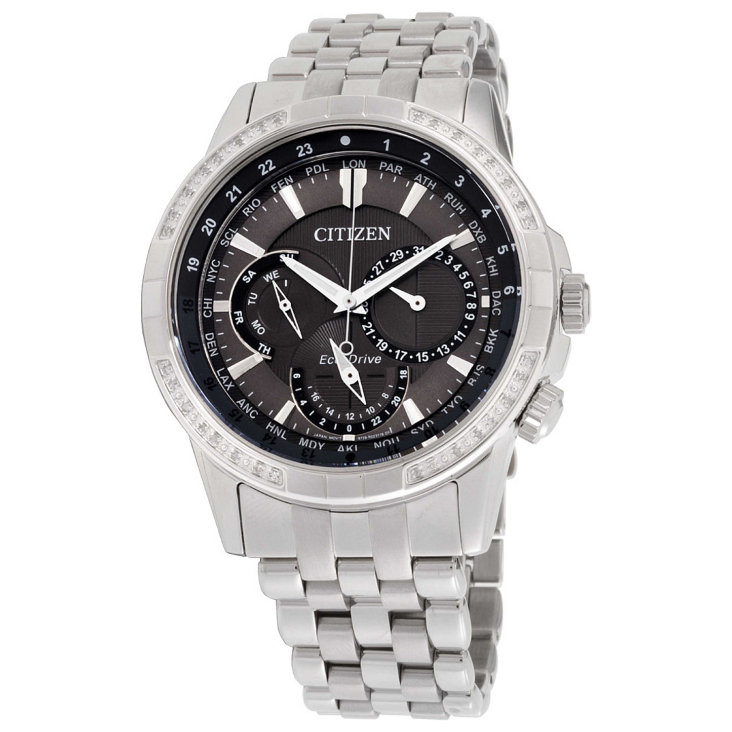 Front view of Citizen Calendrier Men's Solar Powered Quartz Eco-Drive Watch BU2080-51H