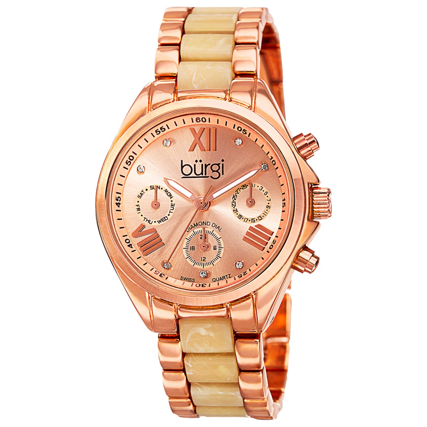 Front view of Burgi Classic Women's Quartz Watch BUR130RGW