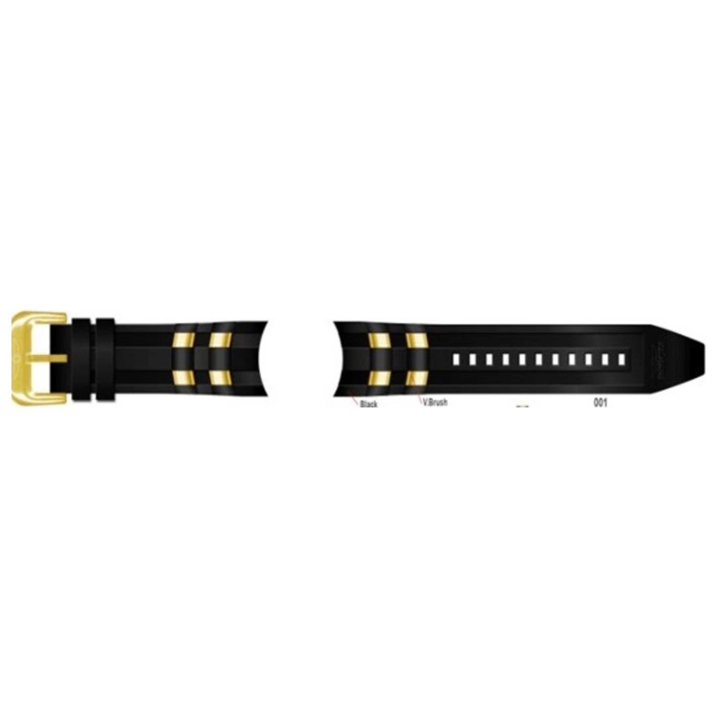 Front view of Invicta Scuba Band Unisex Watch Strap C00190PUBLKGT