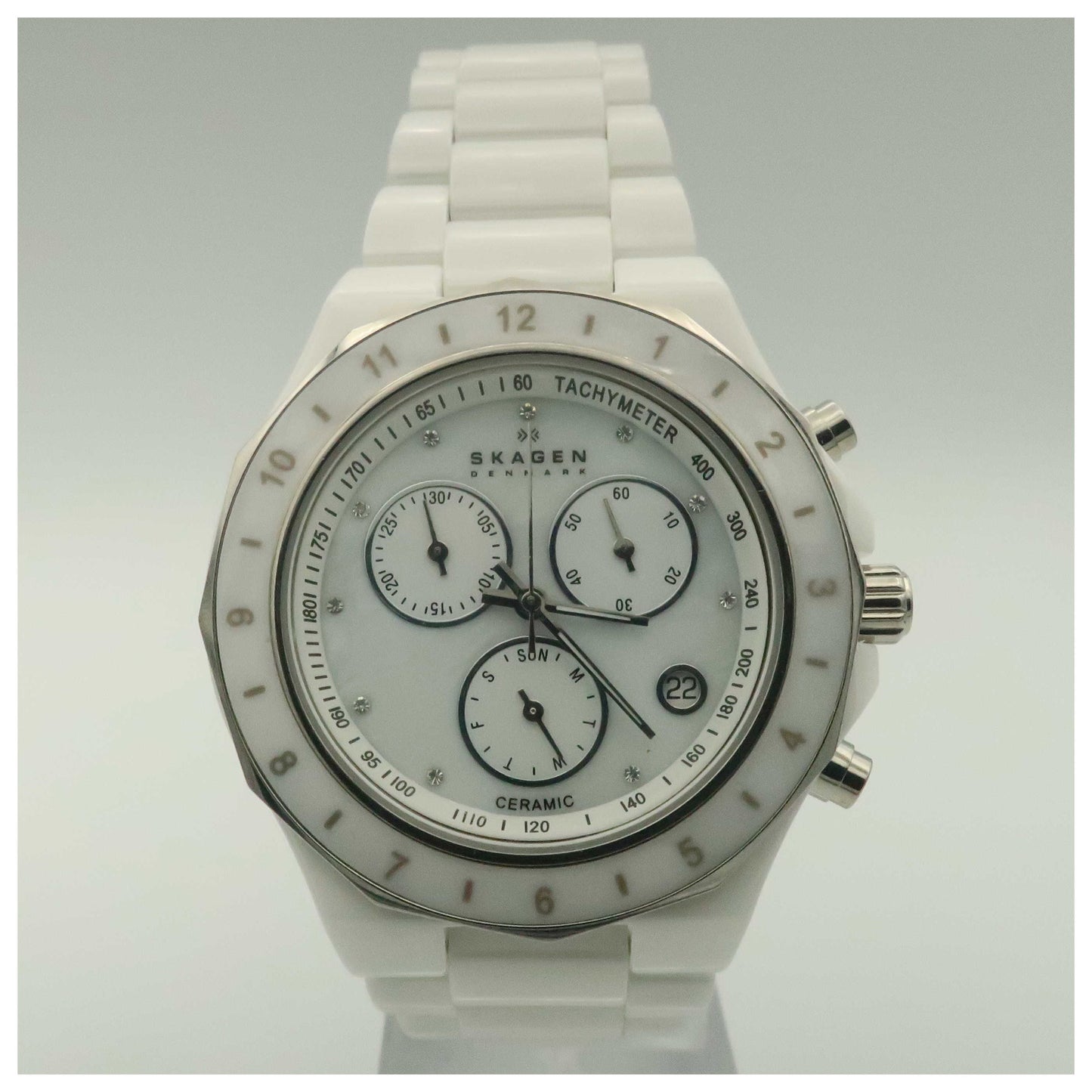Front view of Skagen Ceramic Women's Quartz Watch C913SWXC-SDV