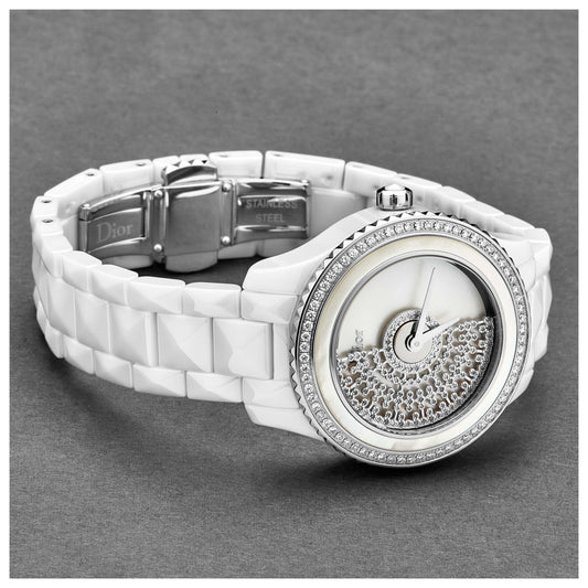 Back view of Christian Dior White VIII Women's Automatic Watch CD123BE1C001