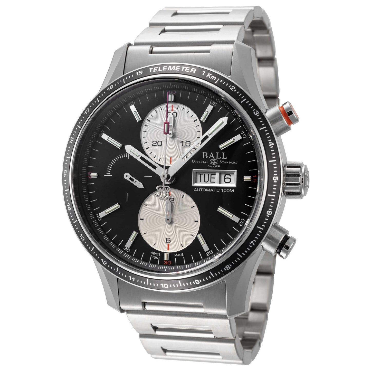 Front view of Ball Fireman Men's Automatic Watch CM3090C-S1J-BK