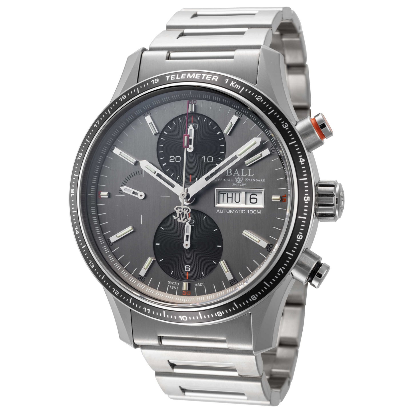 Front view of Ball Fireman Men's Automatic Watch CM3090C-S1J-GY