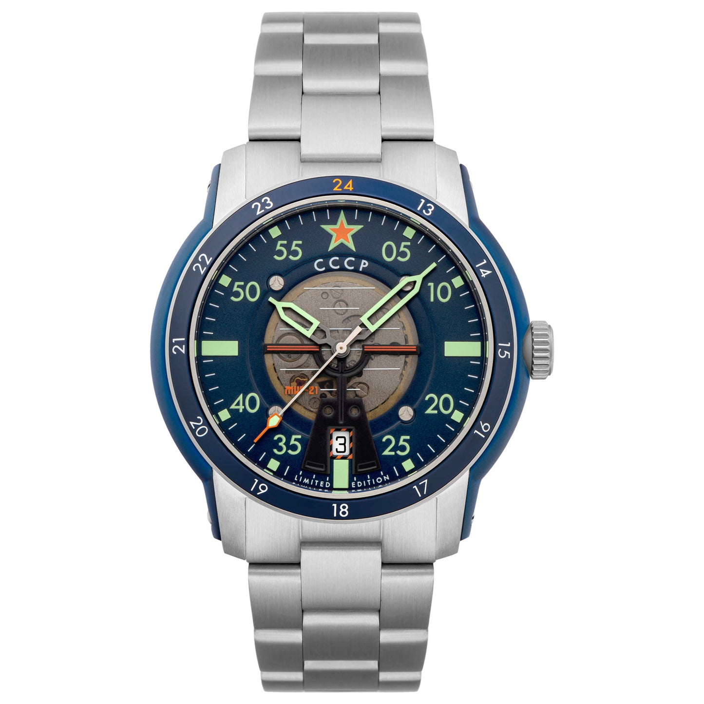 Front view of CCCP Mig-21 Men's Automatic Watch CP-7101-22