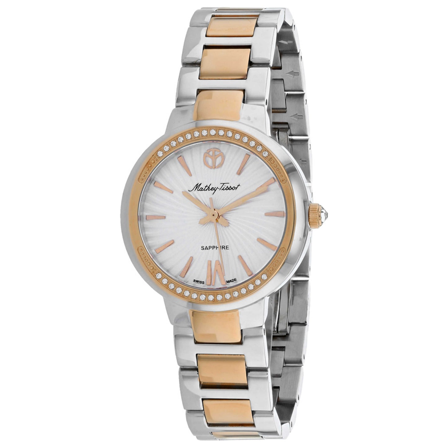 Front view of Mathey Tissot Lucrezia Crystal Women's Quartz Watch D3082RA