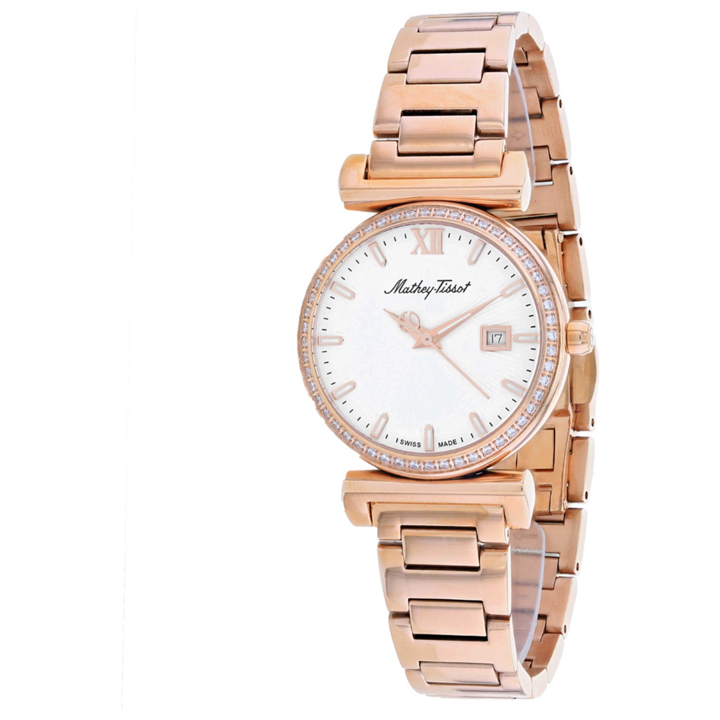 Front view of Mathey Tissot Elegance Diamond Women's Quartz Watch D410PQI