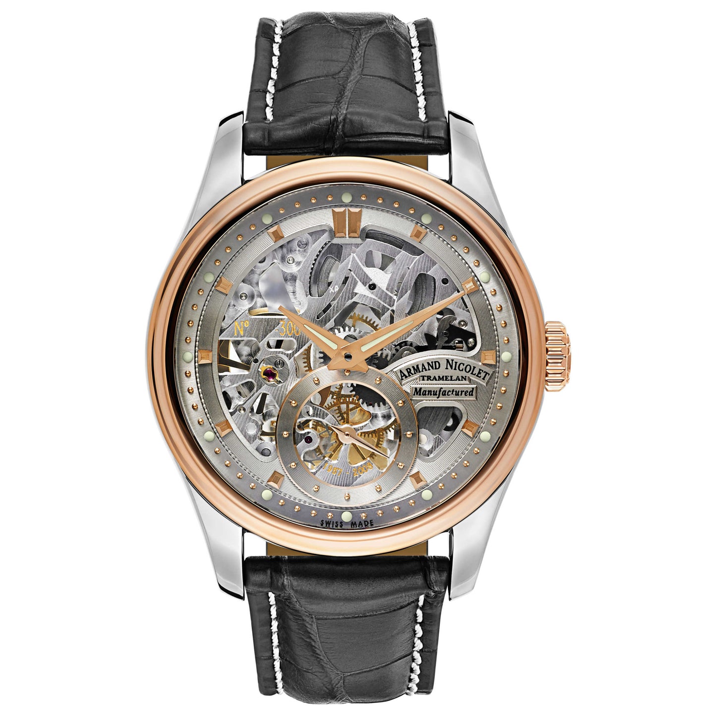 Front view of Armand Nicolet LR8 Men's Manual-Wind Watch D622AAA-GS-P713GR2