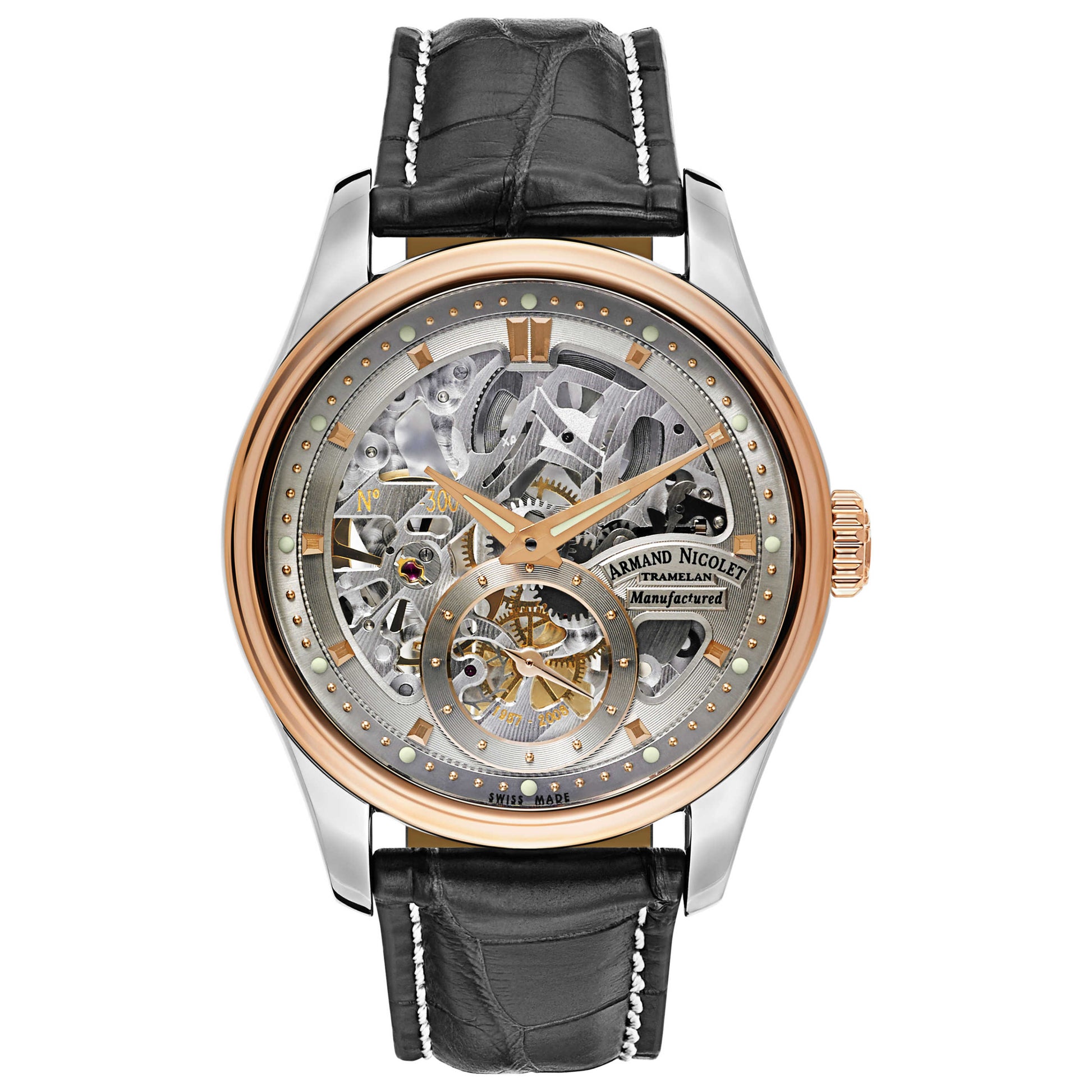 Front view of Armand Nicolet LR8 Men's Manual-Wind Watch D622AAA-GS-P713GR2