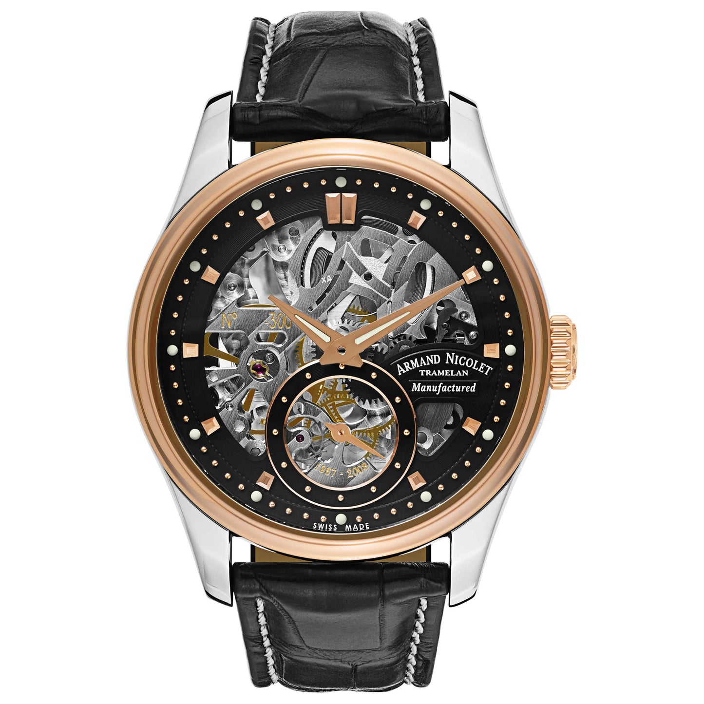 Front view of Armand Nicolet LR8 Men's Manual-Wind Watch D622AAA-NS-P713NR2