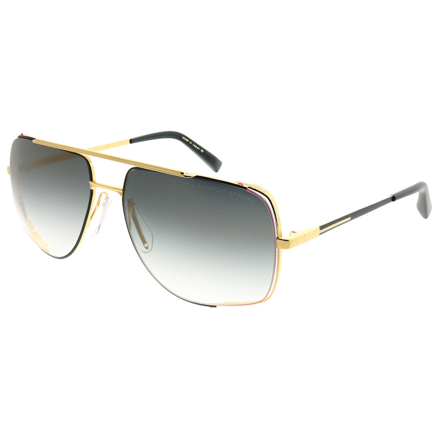 Front view of Dita Midnight Special Unisex Sunglasses DRX-2010-L-GLD-BLK-60