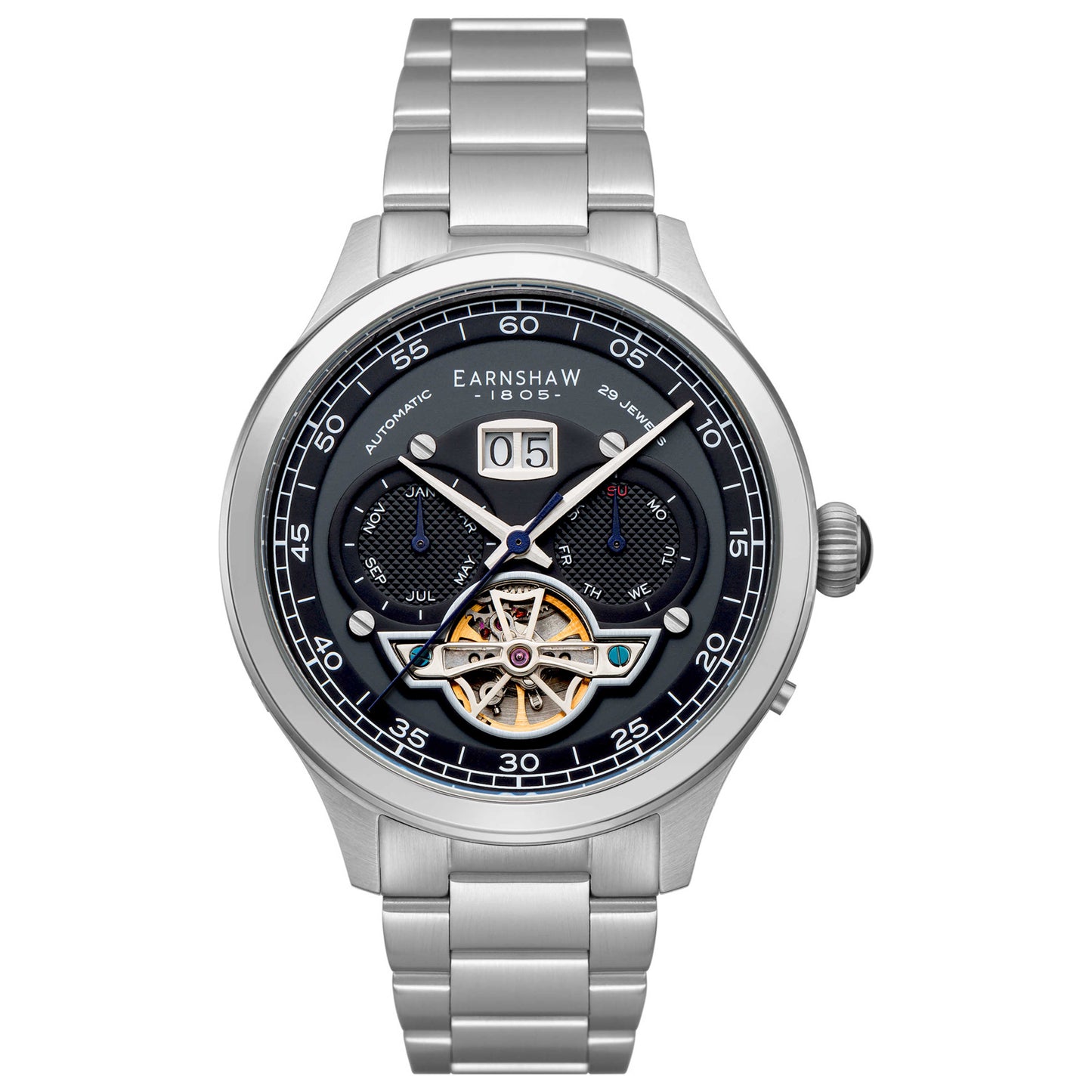 Front view of Thomas Earnshaw Baron Men's Automatic Watch ES-8187-11