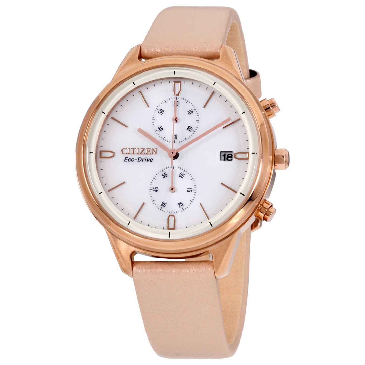 Front view of Citizen Chandler Women's Solar Powered Quartz Eco-Drive Watch FB2003-05A