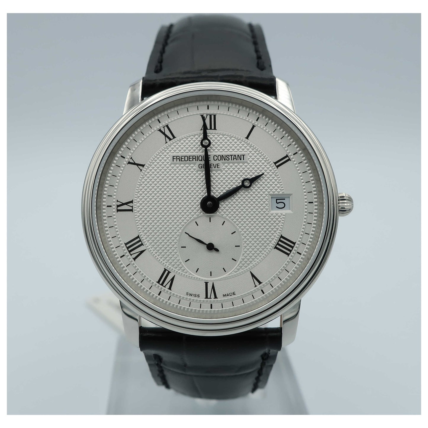 Front view of Frederique Constant Slimline Men's Swiss Quartz (Battery-Powered) Watch FC-245M4S6-SD
