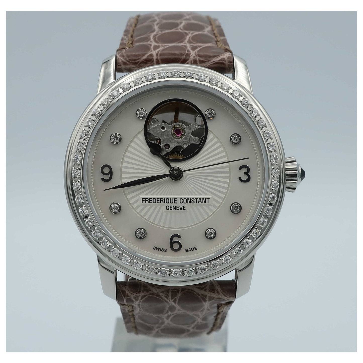 Front view of Frederique Constant Heart Beat Women's Automatic Watch FC-310HBAD2PD6-SD