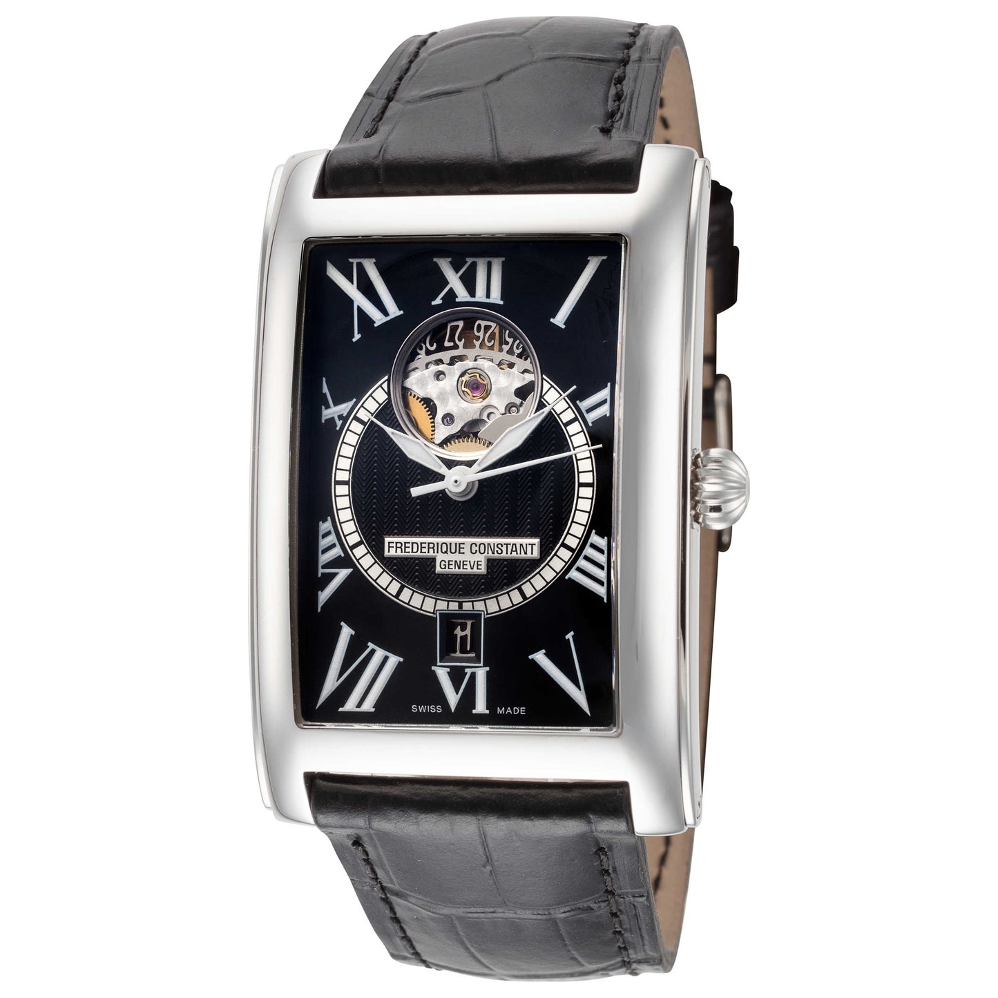 Front view of Frederique Constant Carree Heart Beat Men's Automatic Watch FC-315BS4C26