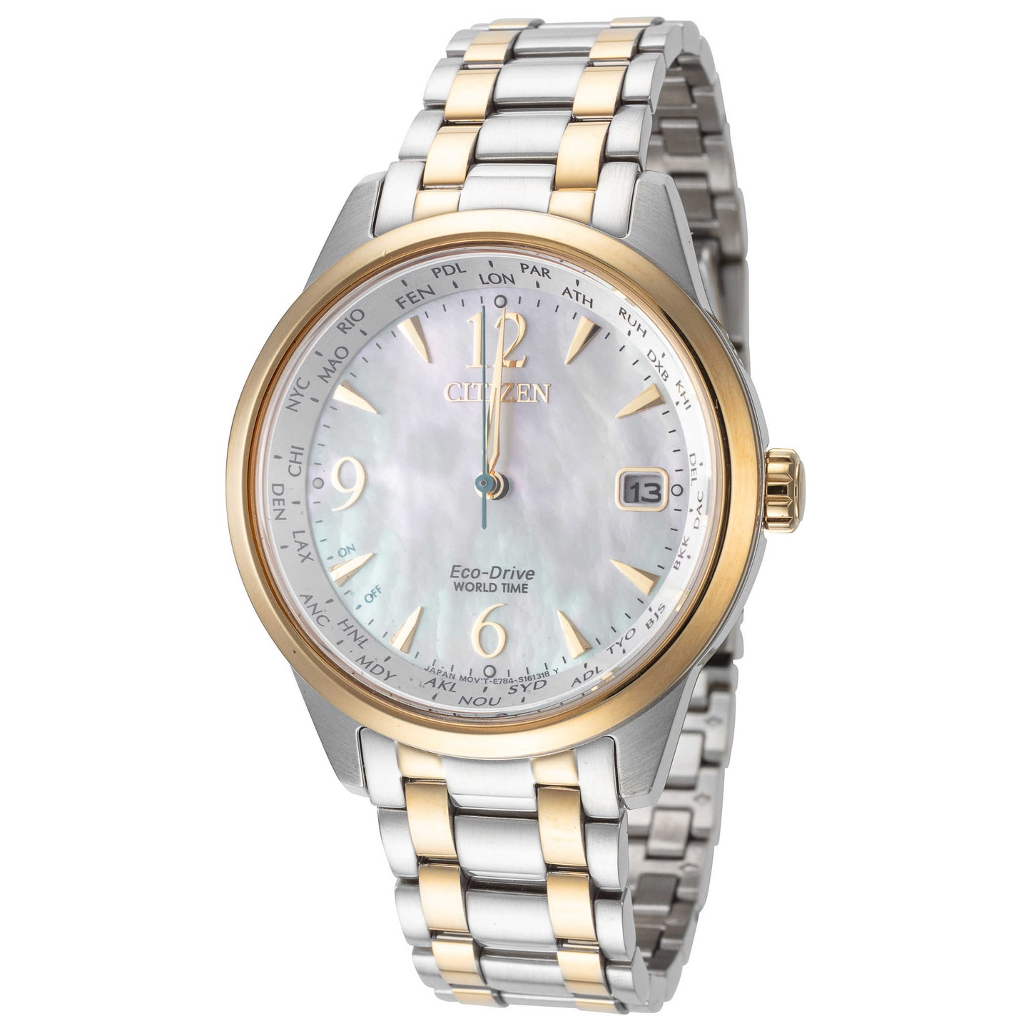 Front view of Citizen World Time Women's Solar Watch FC8004-54D