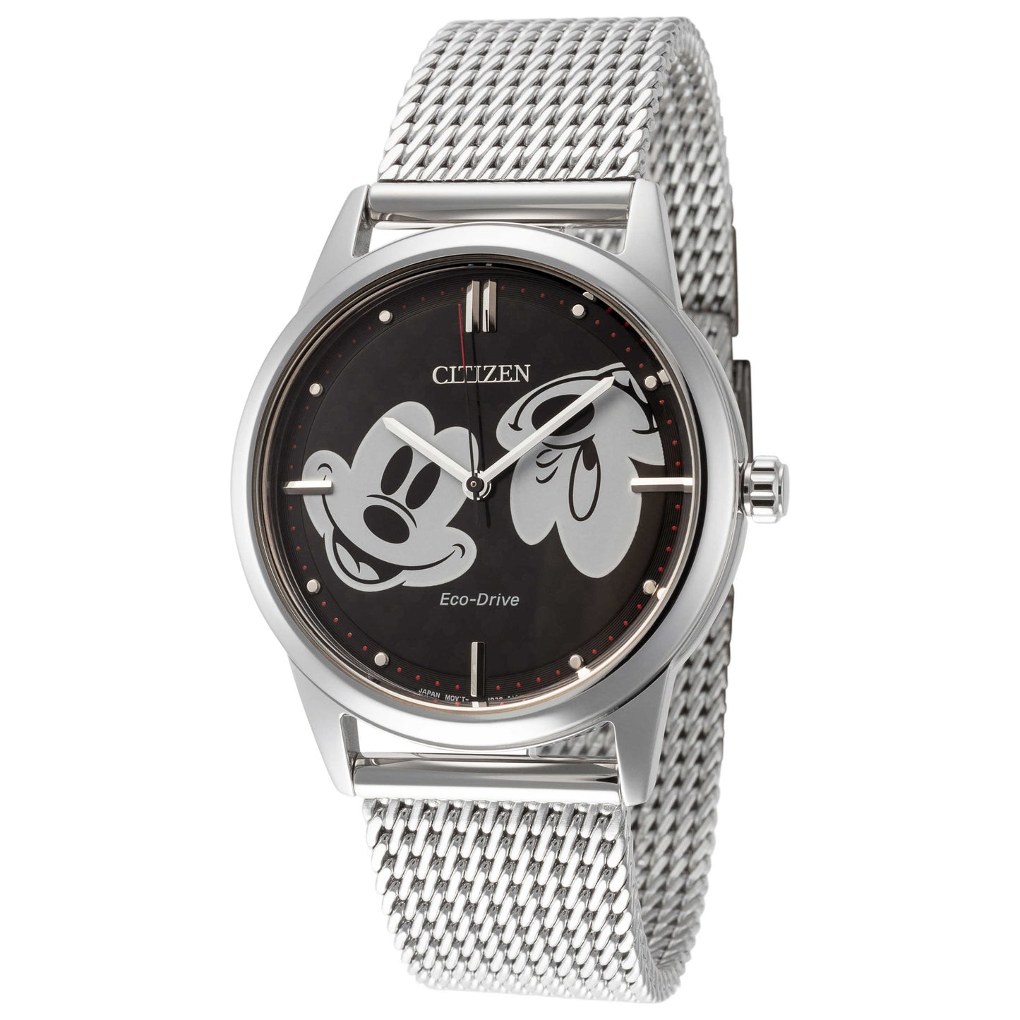 Front view of Citizen Mickey Mouse Unisex Solar Powered Quartz Eco-Drive Watch FE7060-56W