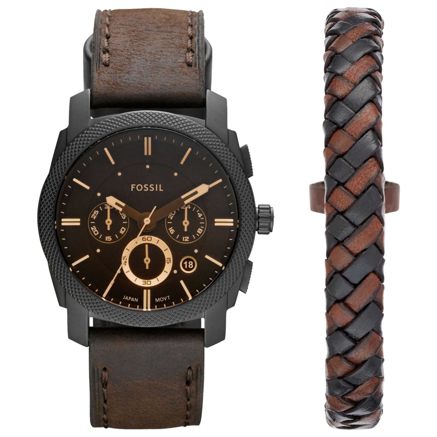 Front view of Fossil Machine Men's Quartz Watch FS5251SET