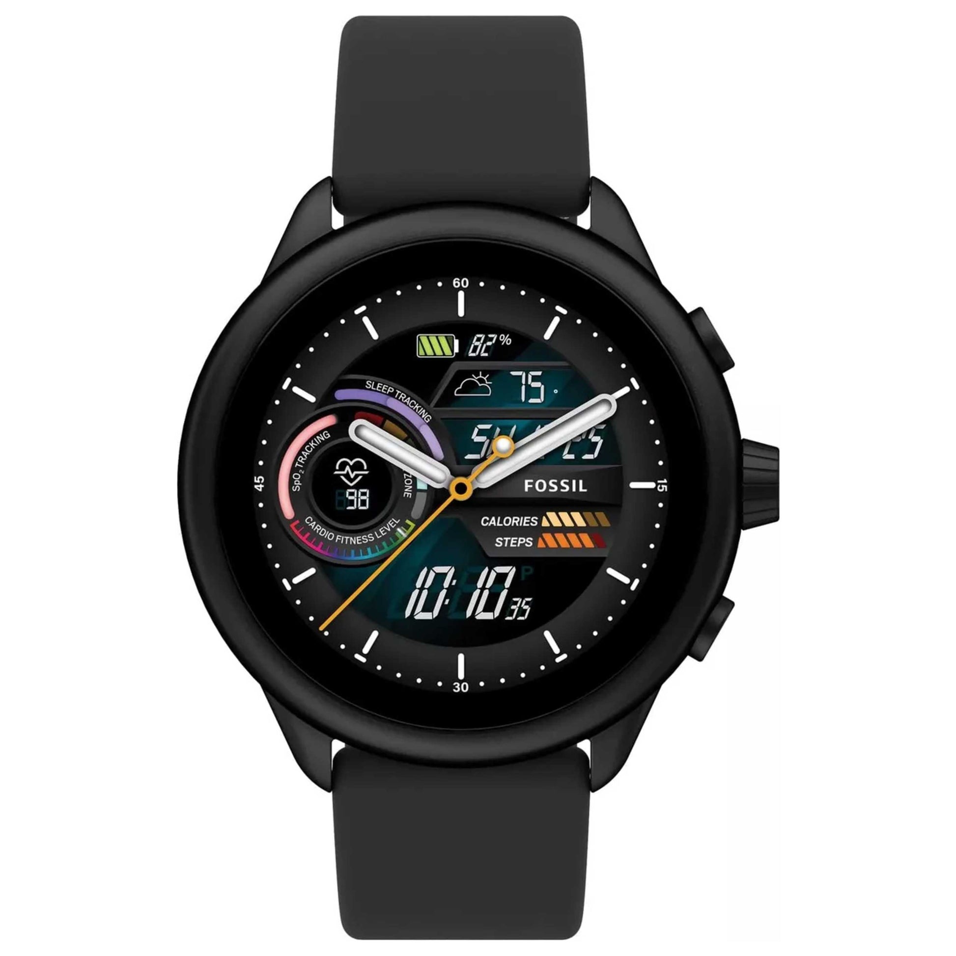 Front view of Fossil Gen 6 Wellness Men's Quartz Smartwatch FTW4069