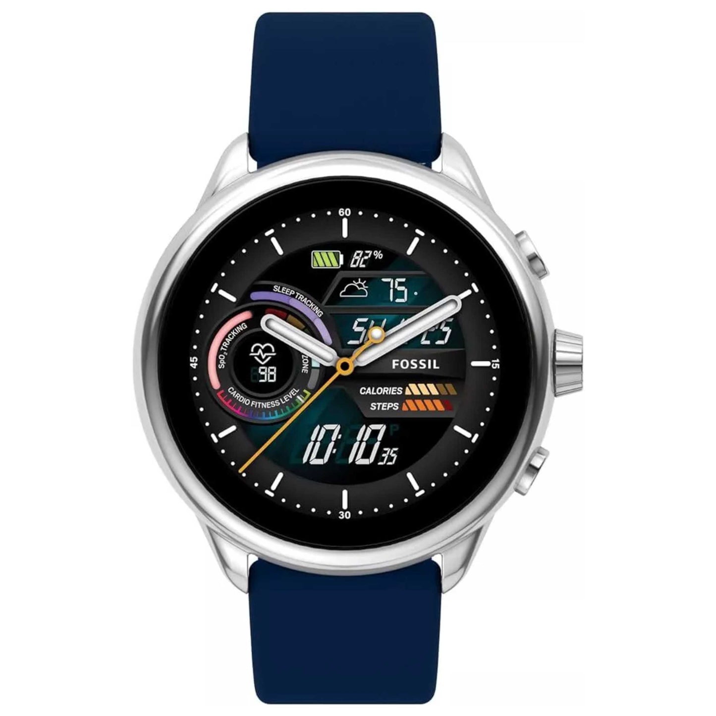 Front view of Fossil Gen 6 Wellness Men's Quartz Smartwatch FTW4070