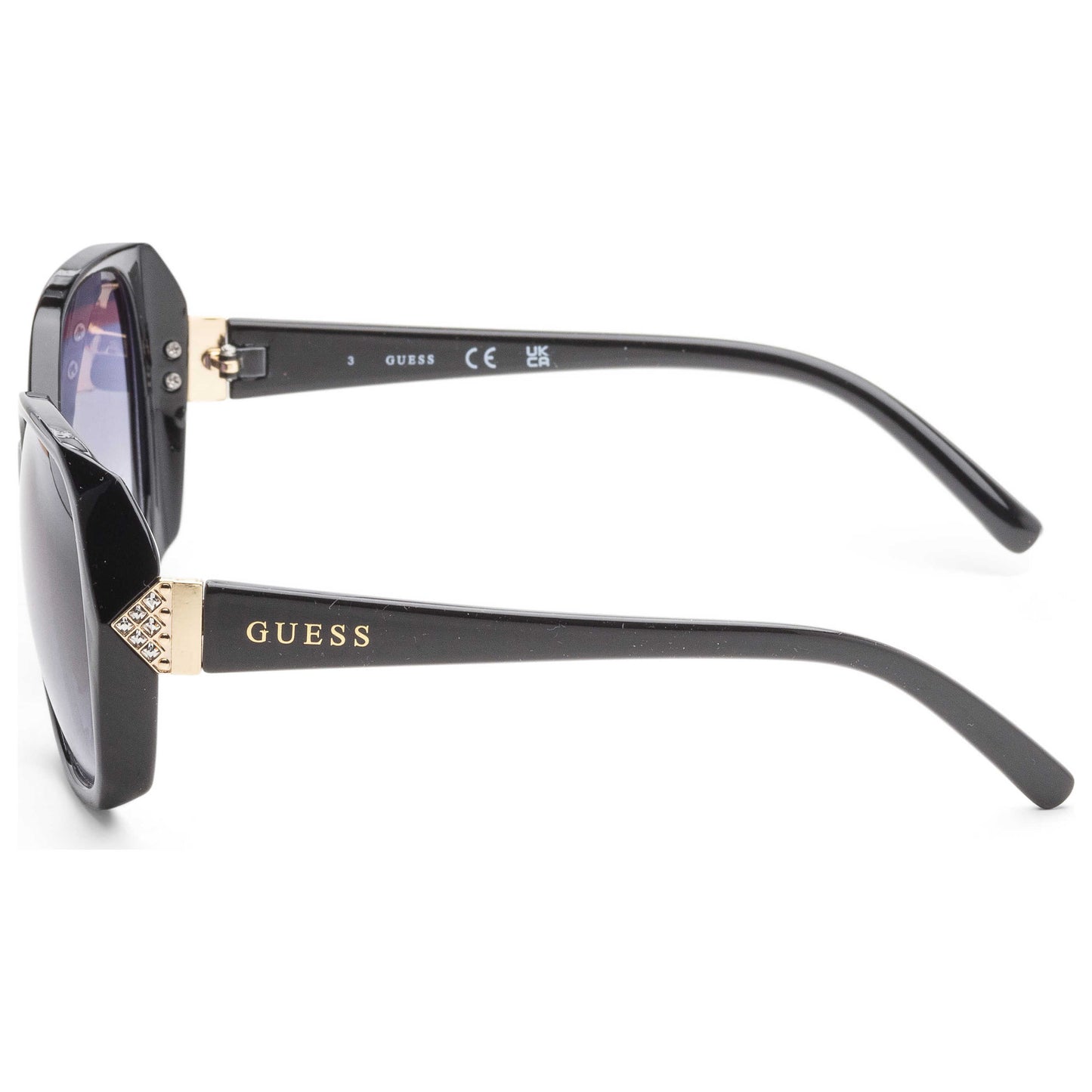 Left view of Guess Factory Women's Sunglasses GF0373-01B