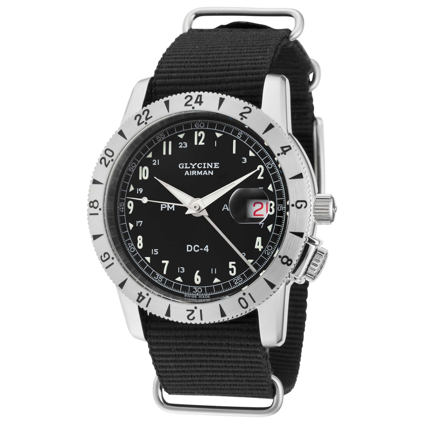 Front view of Glycine Airman DC-4 GMT Men's Automatic Watch GL0071
