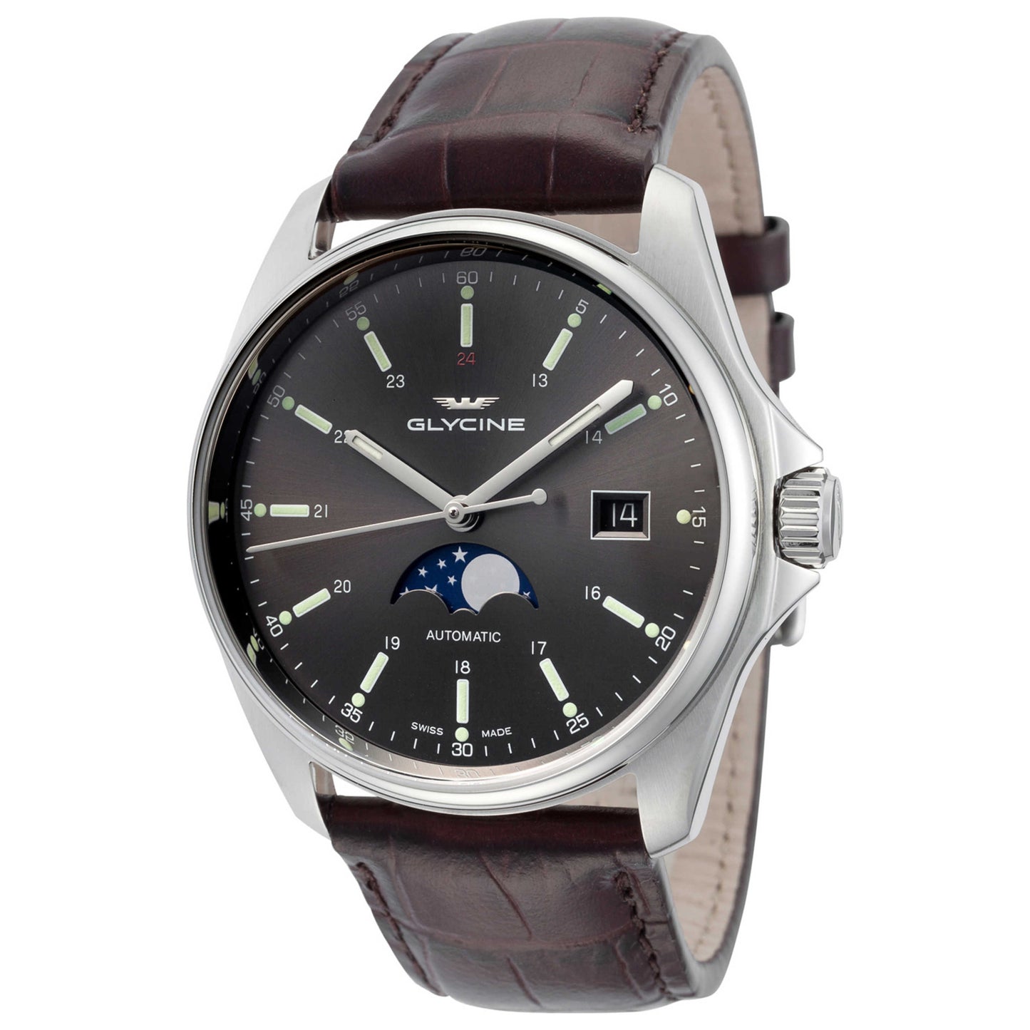 Front view of Glycine Combat Classic Moonphase Men's Automatic Watch GL0114