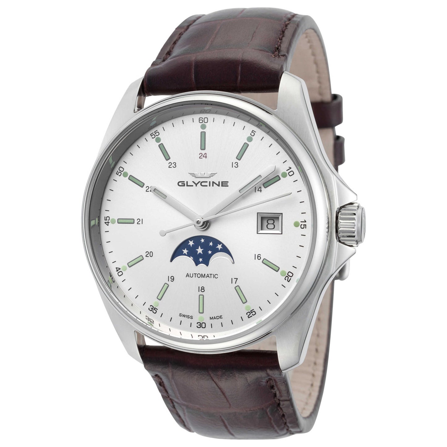 Front view of Glycine Combat Classic Moonphase Men's Automatic Watch GL0115