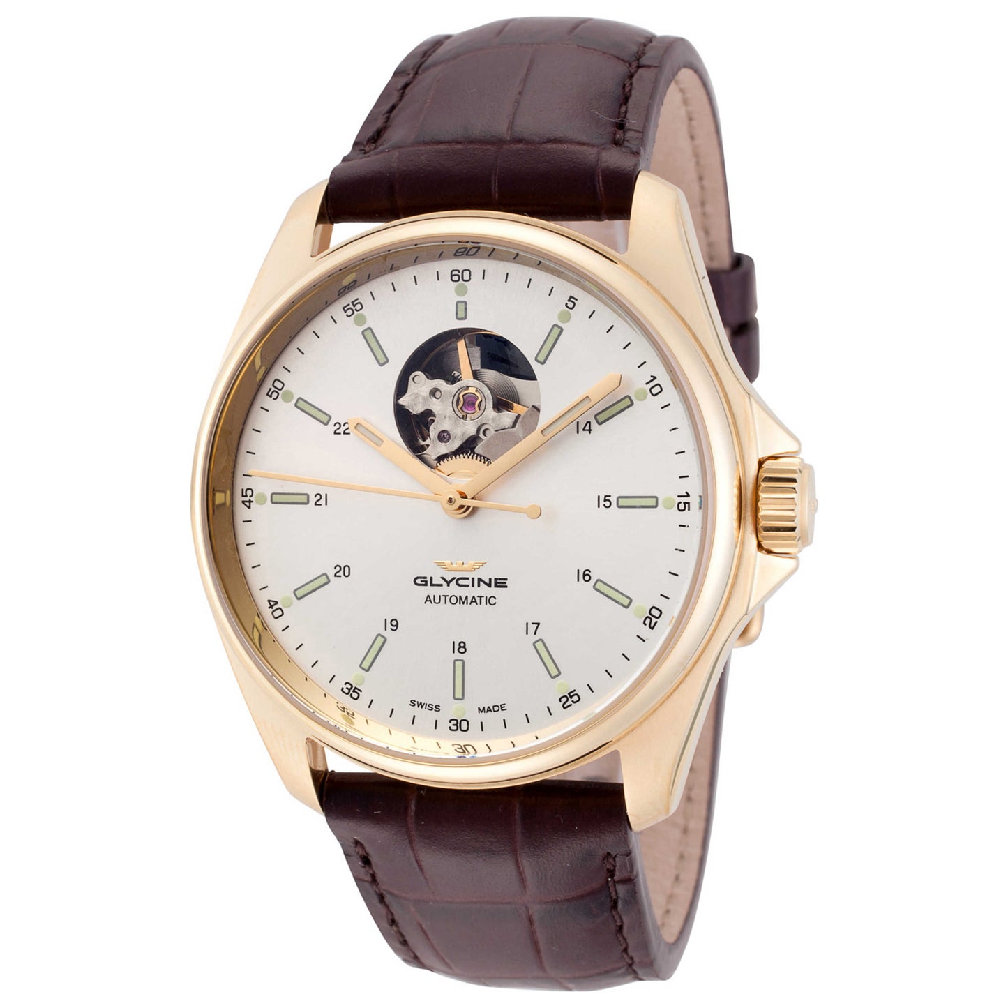 Front view of Glycine Combat Classic Open Heart Men's Automatic Watch GL0121