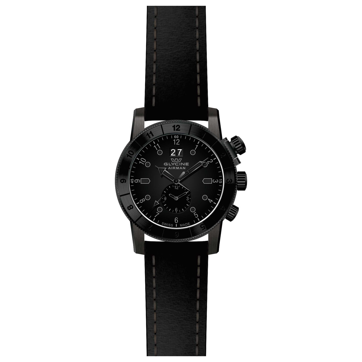 Front view of Glycine Airman Quartz GMT Men's Swiss Quartz (Battery-Powered) Watch GL0152