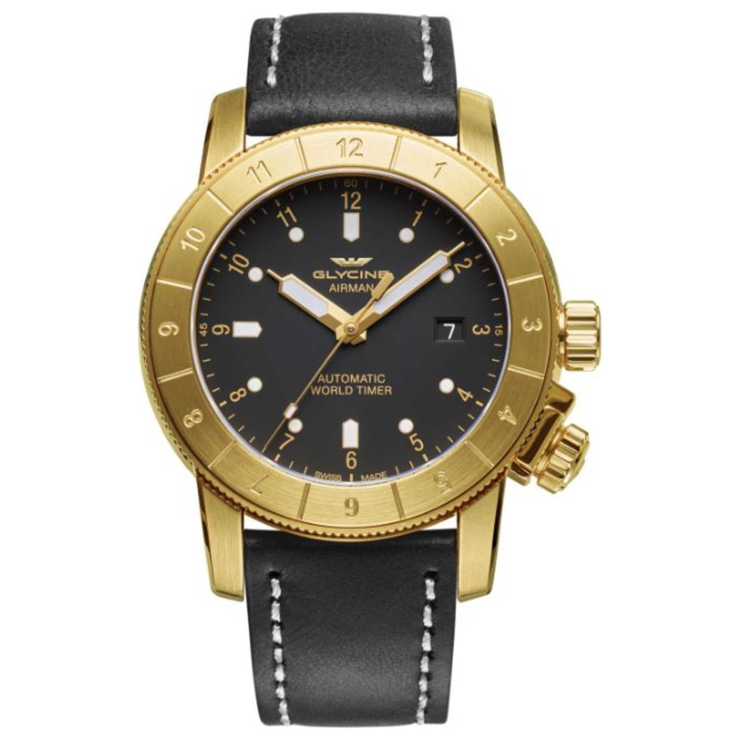 Front view of Glycine Airman Double Twelve Men's Automatic Watch GL0178