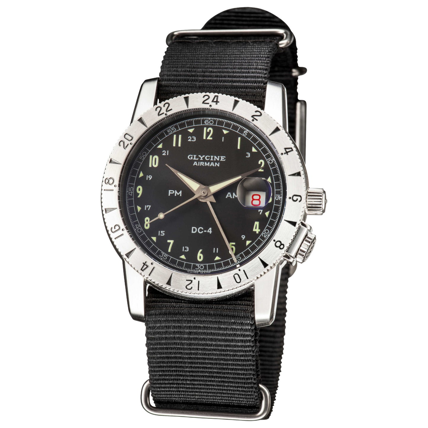 Front view of Glycine Airman 1953 Vintage GMT Men's Automatic Watch GL0218