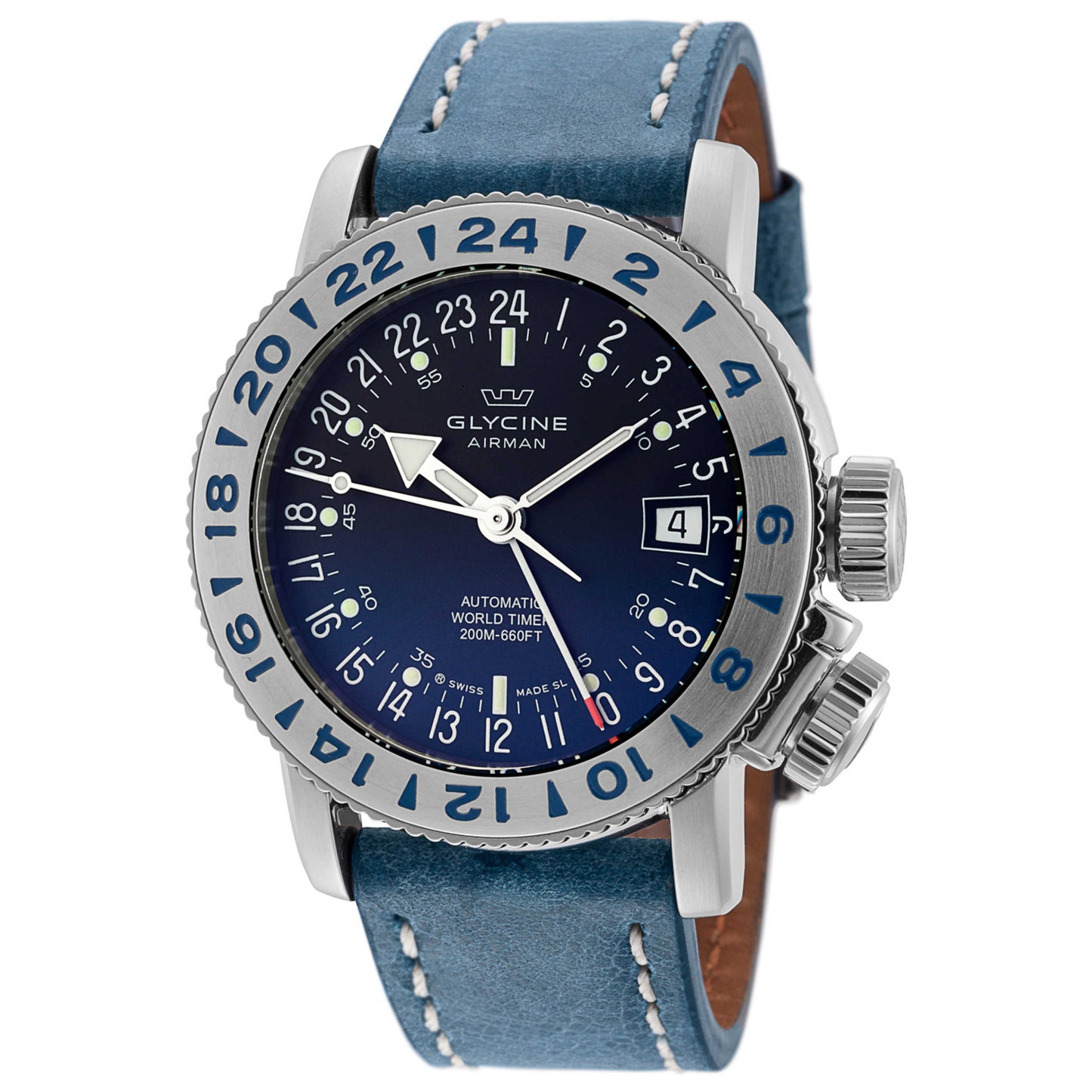 Front view of Glycine Airman 18 GMT Men's Automatic Watch GL0221