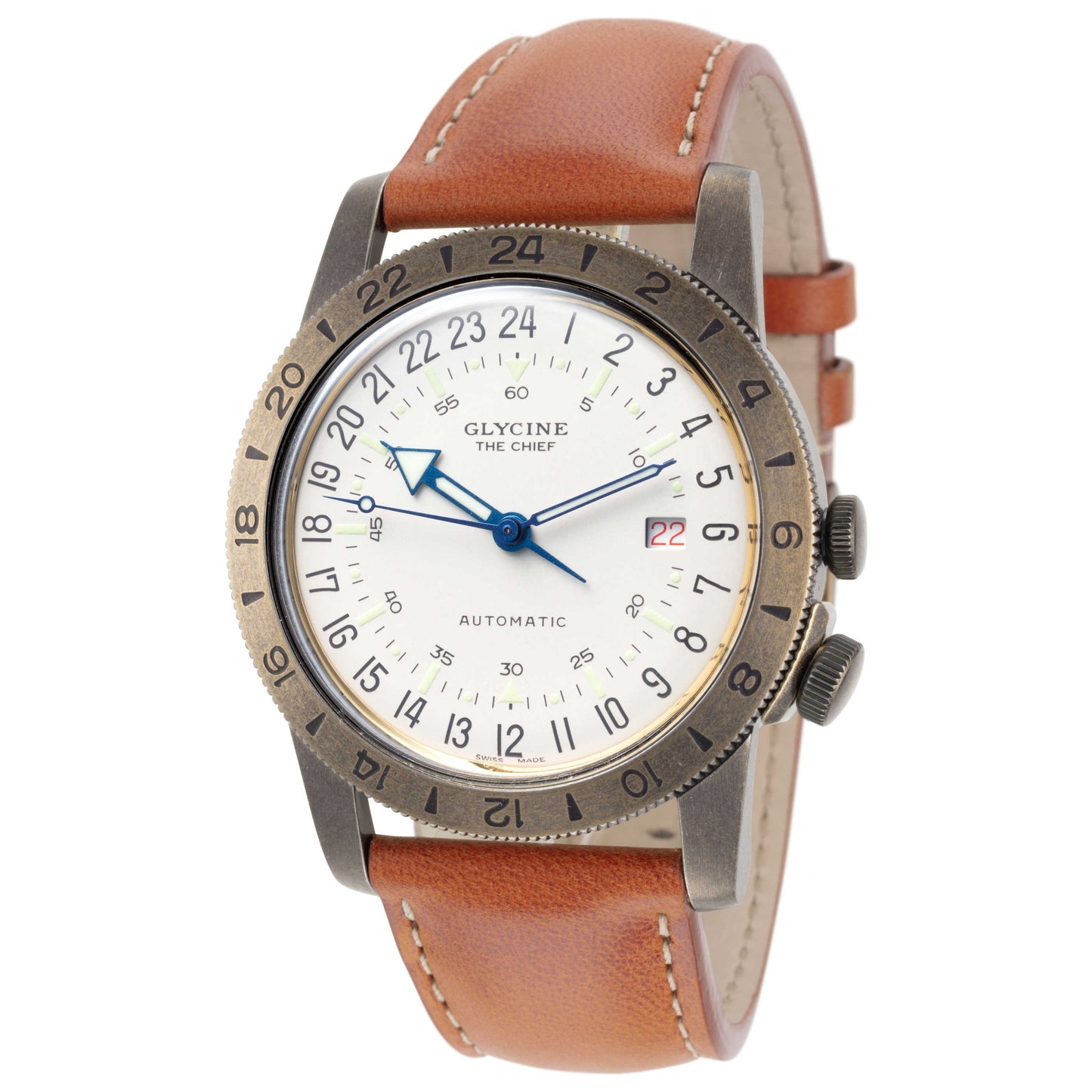 Front view of Glycine Airman Vintage "The Chief" Purist Men's Automatic Watch GL0250