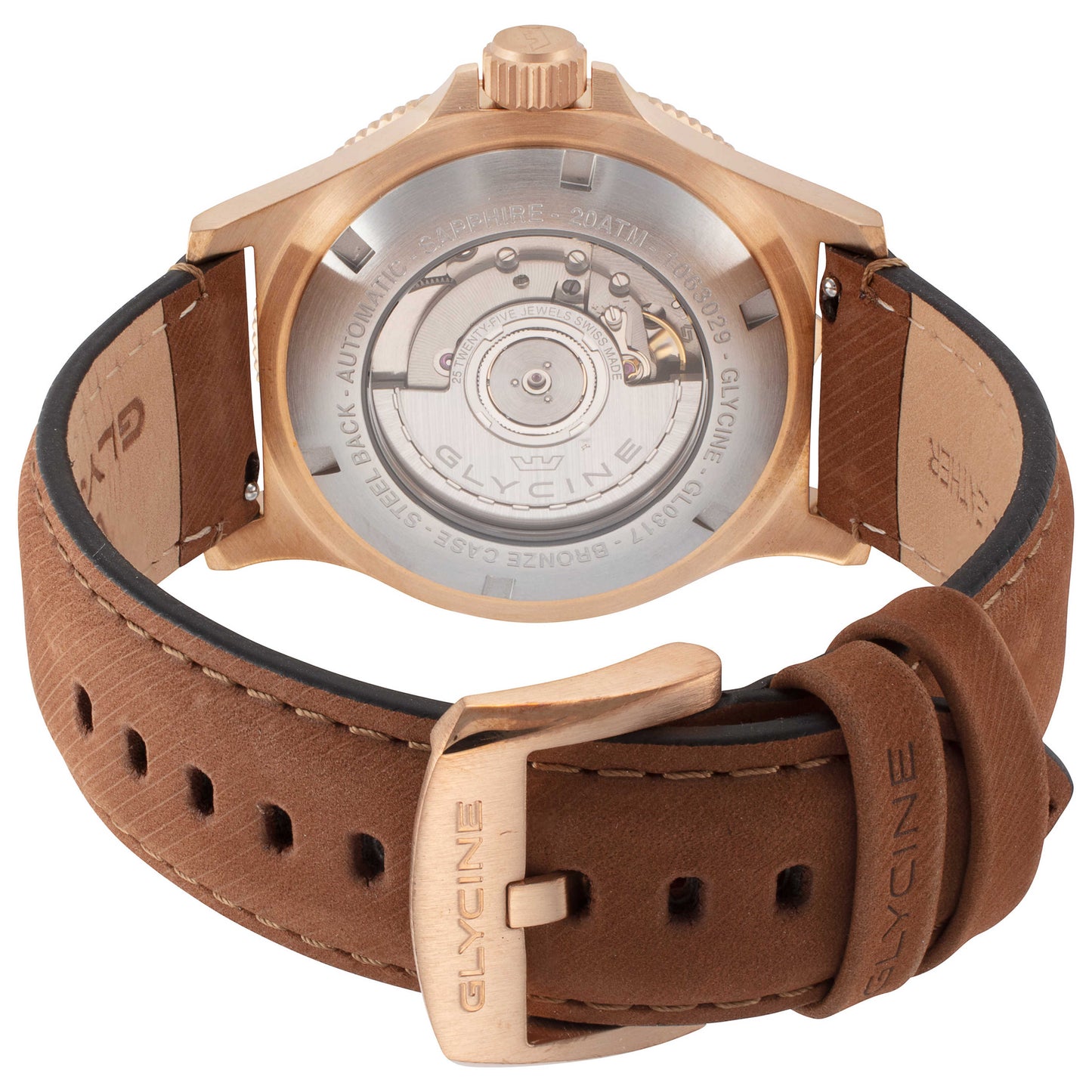 Back view of Glycine Combat Sub Sport 42 Bronze Men's Automatic Watch GL0317
