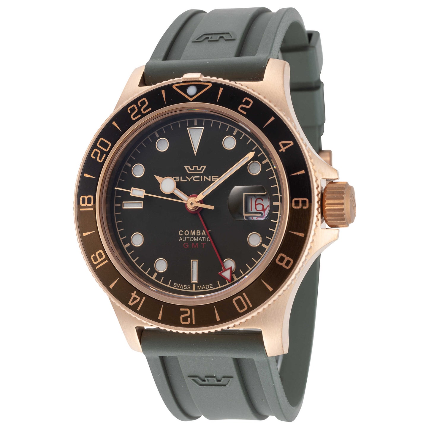 Front view of Glycine Combat Sub Sport 42 GMT Men's Automatic Watch GL0319