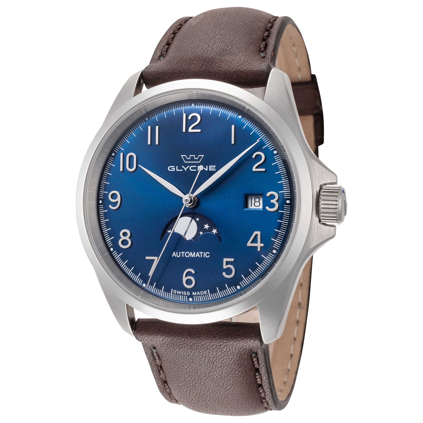 Front view of Glycine Combat Classic 40 Moonphase Men's Automatic Watch GL0385
